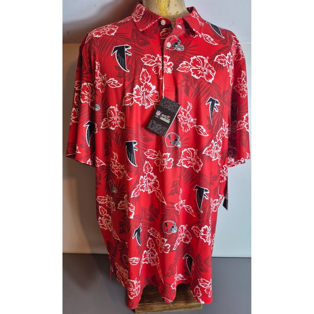 Atlanta Falcons Reyn Spooner Mens Hawaiian Performance Polo Shirt 3XL Red Floral